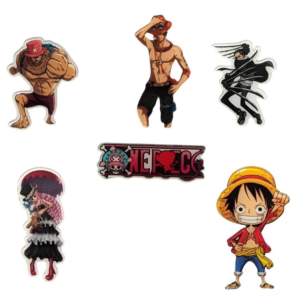 Kawaii One Piece Anime Acrylic Pins Set of 6 NEW
